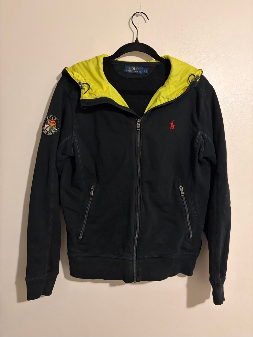 Polo by Ralph Lauren Black Jacket with Yellow Hood Lining